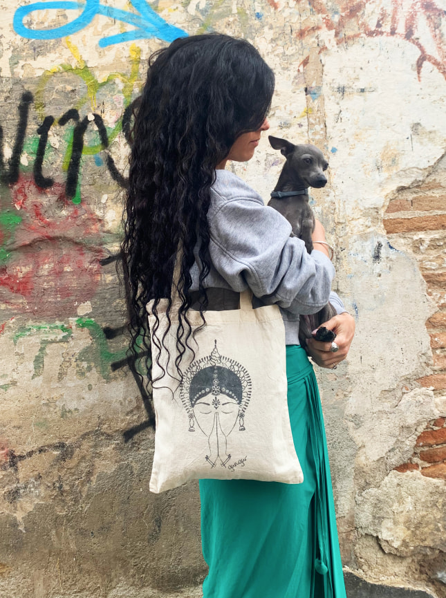 The ByGungur tote bag is the perfect size and shape to use as your day to day tote. The design, of an Odissi dancer with hands in Anjali mudra, is so beautiful you may want to use it as your special occasion tote!